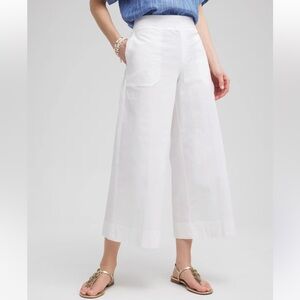 Chico’s Pull On poplin Culotte Crop Women’s 16 White Wide Leg, alabaster